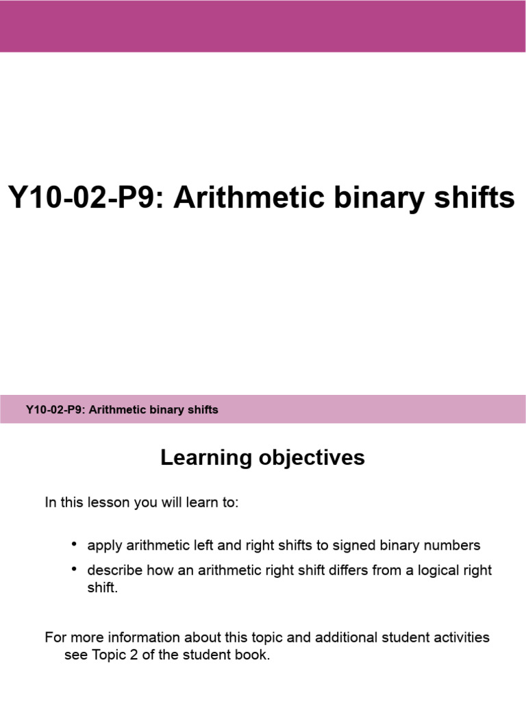 Arithmetic Binary Shift | PDF | Mathematical Notation | Theory Of ...