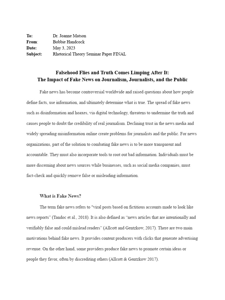Impact of Fake News on Journalism | PDF | News | Social Media