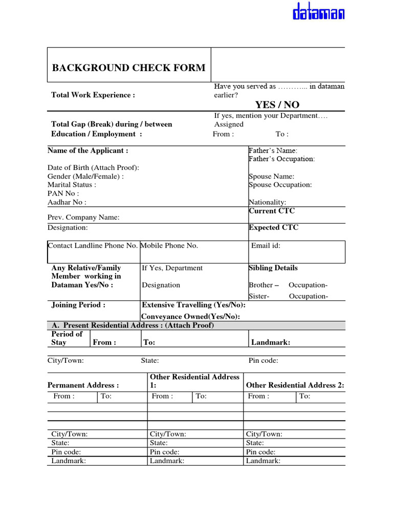 Background Check Form for Applicants | PDF