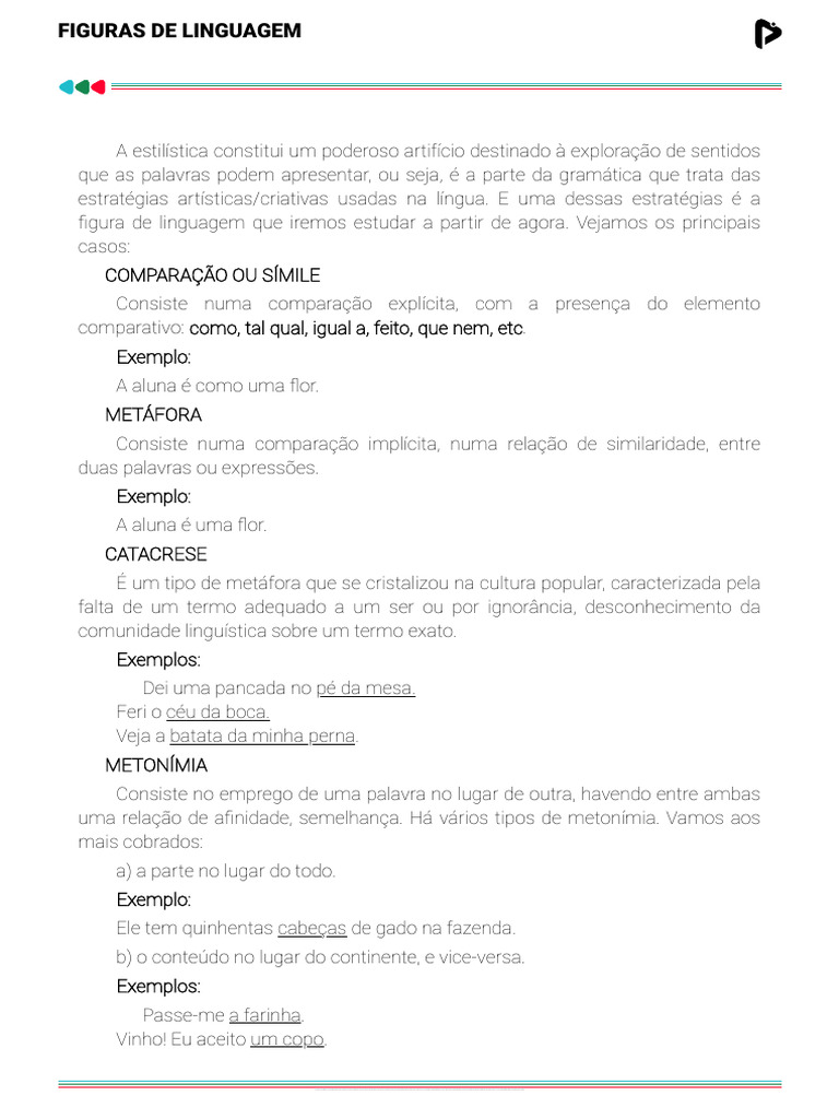 Figuras de Linguagem e Exemplos | PDF | Palavra | Metáfora
