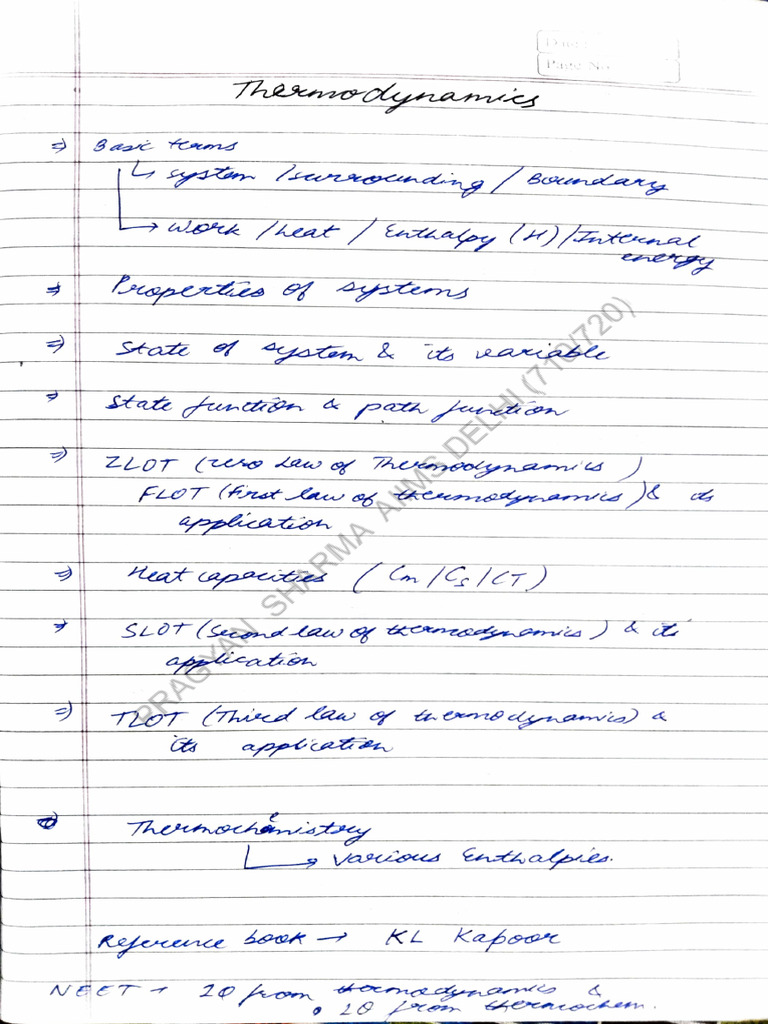 Thermodynamics (Chemistry) Part 1 CoE Notes | PDF