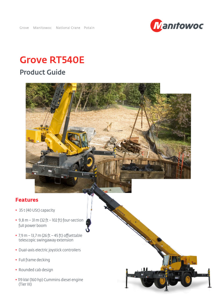 Grove RT540E Load Chart Overview | PDF | Axle | Truck