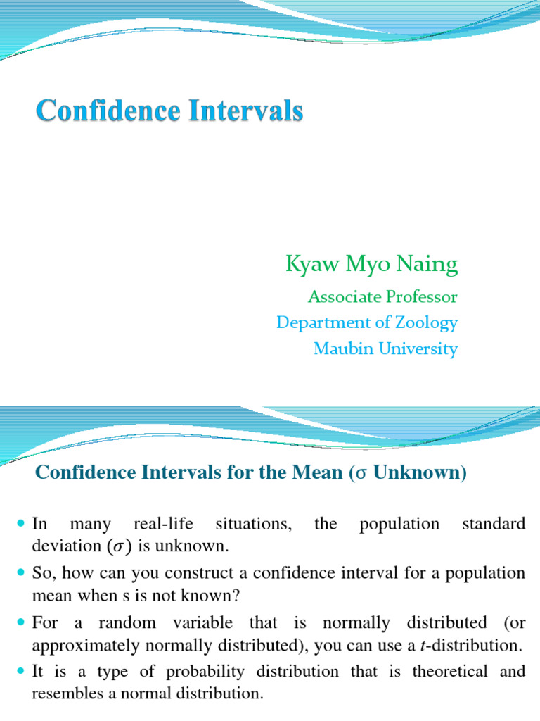 Confidence Interval σ Unknown Pdf Normal Distribution