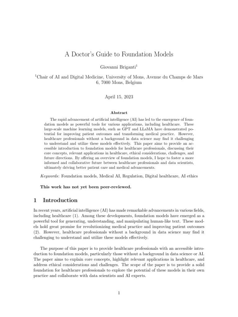 Foundation Models in Healthcare Explained | PDF | Medical Diagnosis ...