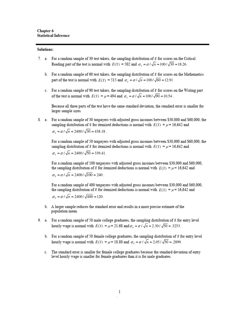 Solutions Chapter 06 7,8,9,15,16 | PDF | Standard Error | Errors And ...