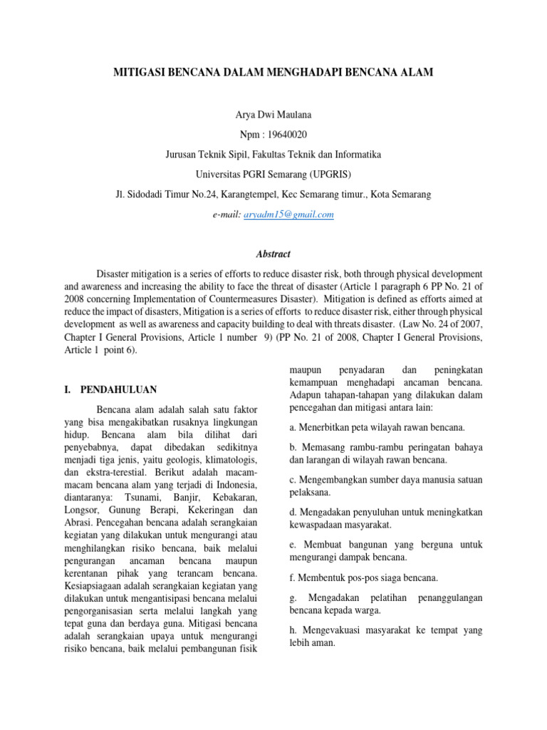 Mitigasi Bencana Alam di Indonesia | PDF | Sains & Matematika