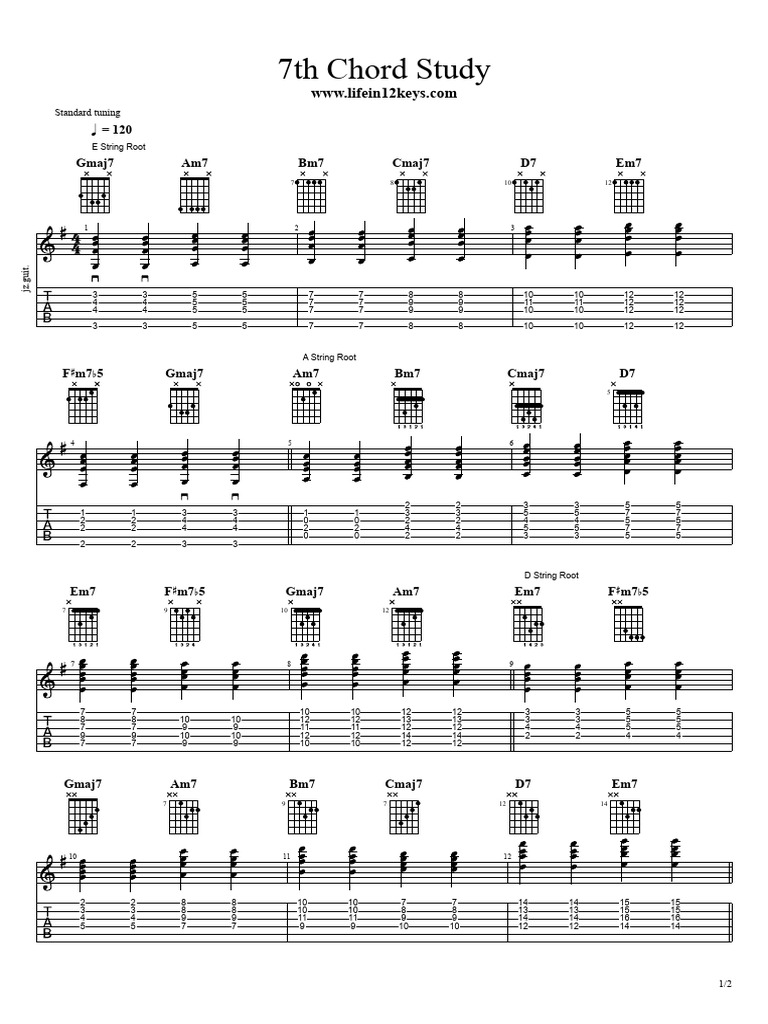 7th Chord Guitar Study Guide | PDF | European Musical Instruments ...