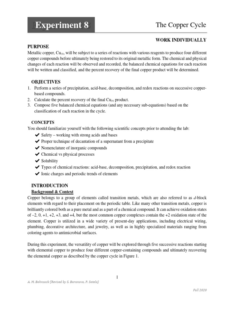 Copper Cycle Experiment Overview | PDF | Redox | Chemical Reactions