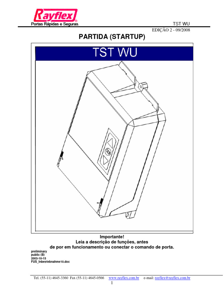 Rayflex Portas Flex STARTUP WU REV.1 | PDF | Fonte de energia | Rede de ...