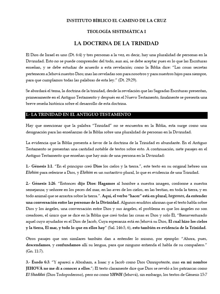 La Doctrina de la Trinidad en la Biblia | PDF | Trinidad | espíritu Santo