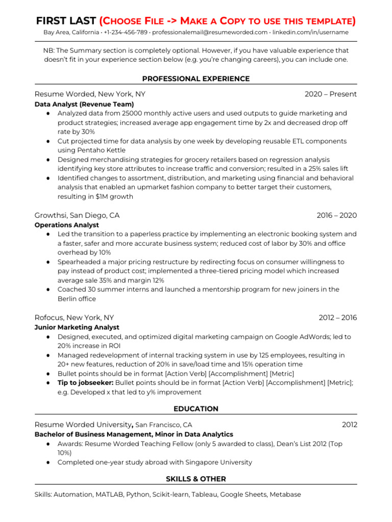 Data Analyst Resume Template Guide | PDF | Marketing | Data Analysis