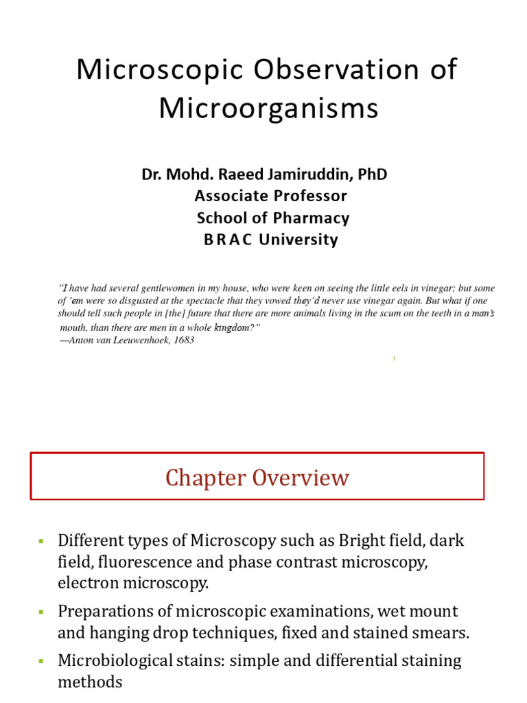Microscopy Techniques for Microorganisms | PDF | Microscopy | Angular ...