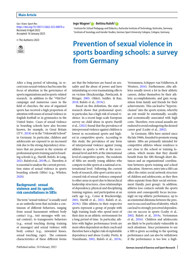 Prevention of Sexual Violence in Sports Boarding S | PDF | Violence ...