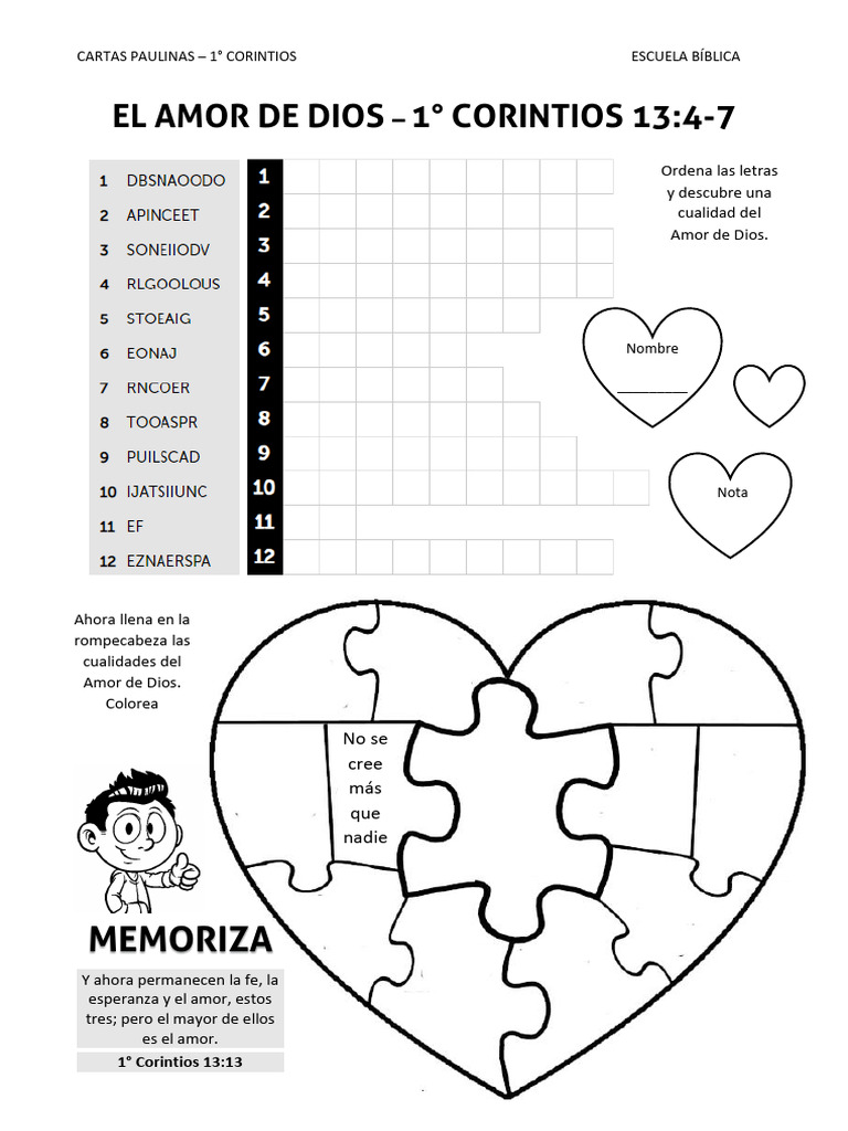 Actividades sobre el Amor de Dios | PDF