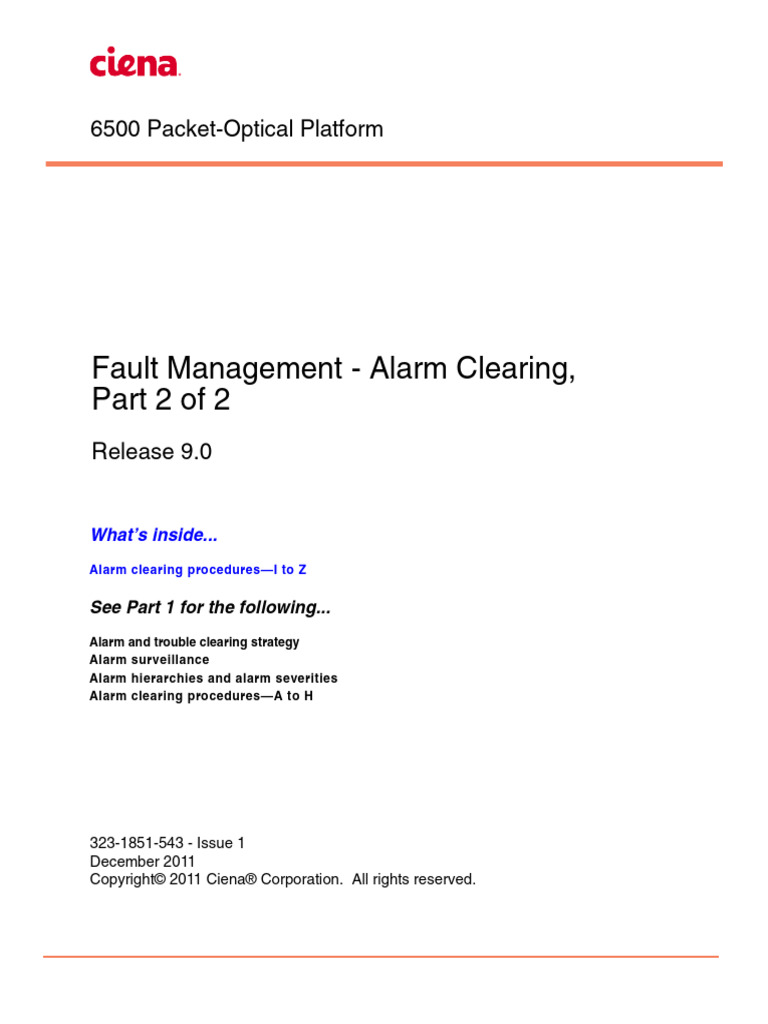 6500 Packet-Optical Platform, R9.0, Fault Management - Alarm