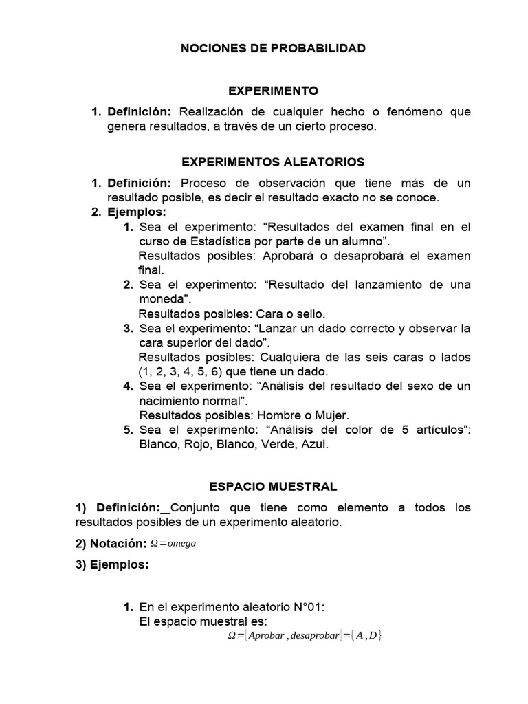 Tema #07 Experimentos Aleatorios, Espacio Muestral y Probabilidades