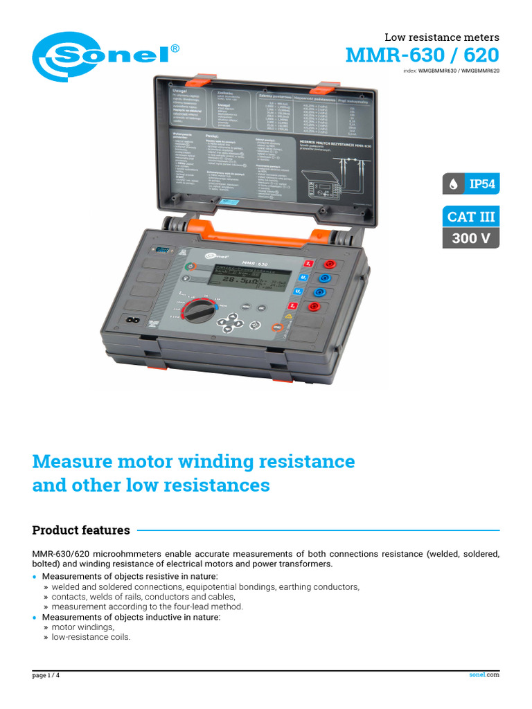 MMR-630 Microohmmeter Features | PDF | Electrical Resistance And ...
