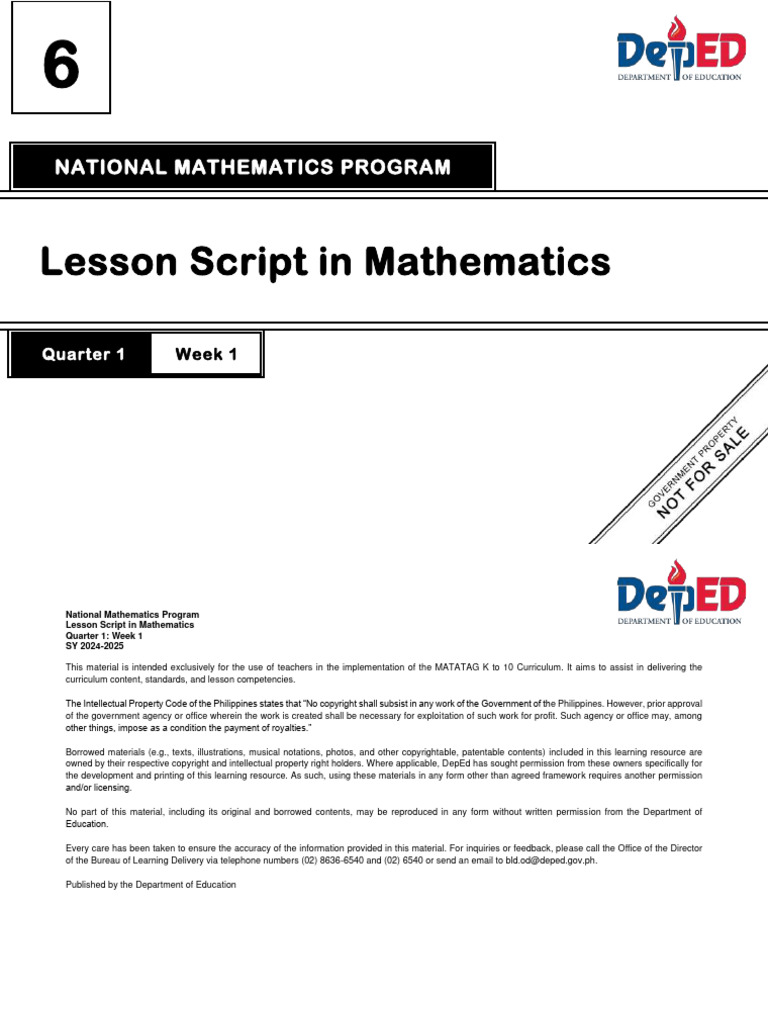 Lesson Script in Mathematics | PDF | Copyright | Learning