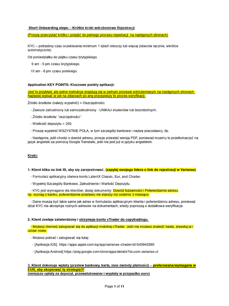 VARIANSE Rejestracja PL v1 | PDF