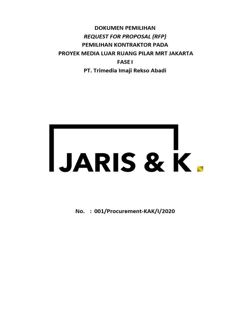 TOR - KAK MRT PROJECT New | PDF | Teknologi & Rekayasa
