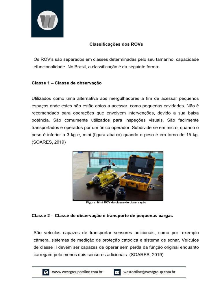 Classificação e Tipos de ROVs no Brasil | PDF | Trator | Submarinos