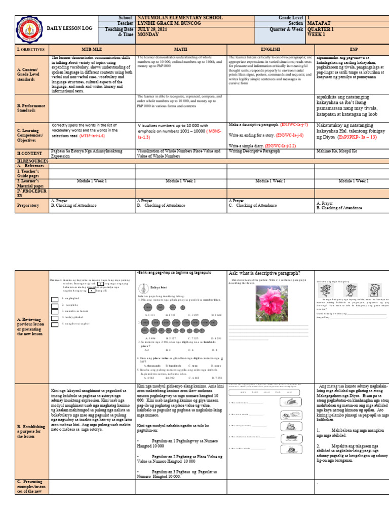 q1 Week 1 Monday | PDF