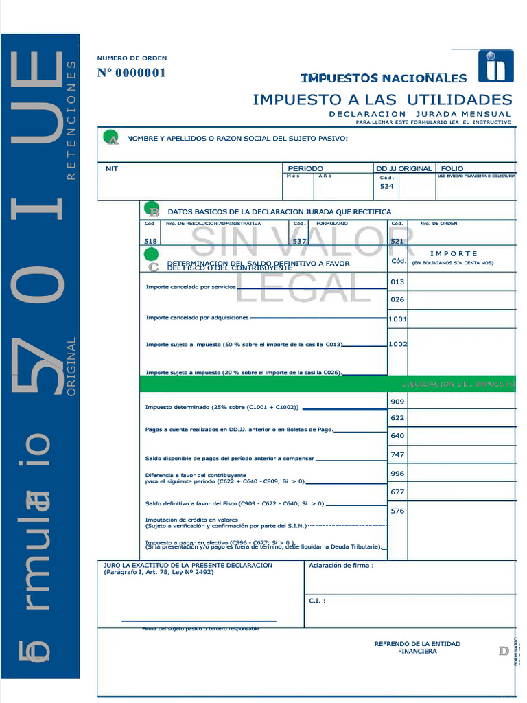 Formularios Impuestos Bolivia | PDF | Impuestos | Finanzas del gobierno