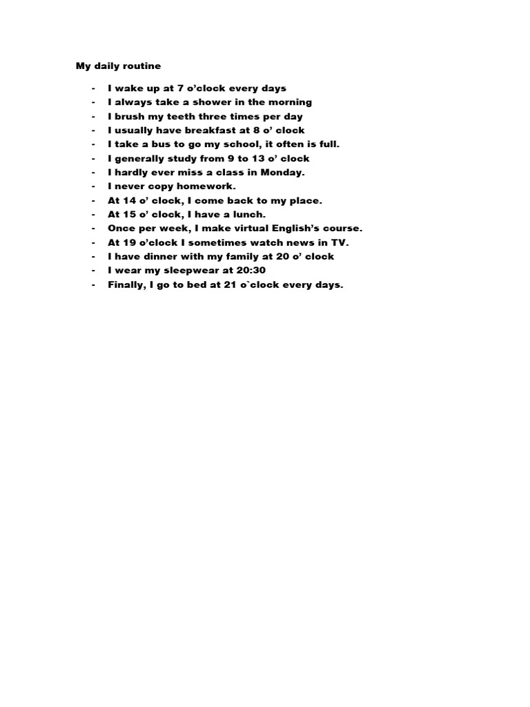 My Daily Routine | PDF