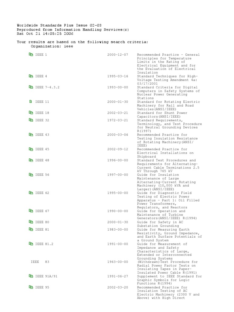 IEEE Standards for Electrical Equipment | PDF | Computer Network ...
