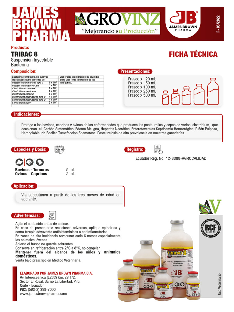 Ficha Técnica de Tribac 8 | PDF | Especialidades Medicas
