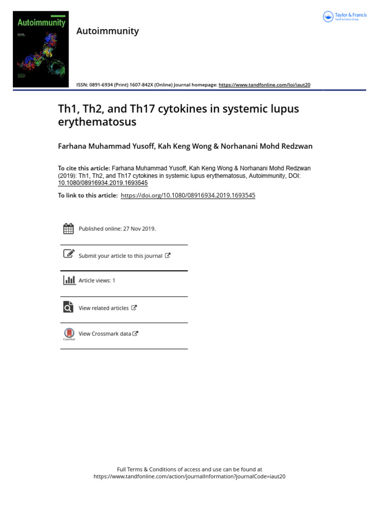 Th1 Th2 and Th17 Cytokines in Systemic L | PDF | T Helper Cell ...