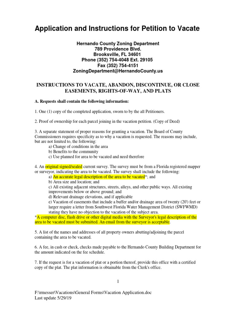 Vacation Application | PDF | Easement | Justice