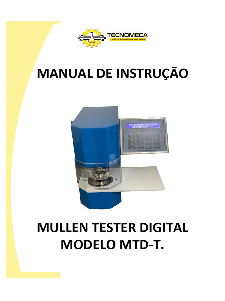 Manual do Mullen Tester Digital MTD-T | PDF | Pressão | Medição