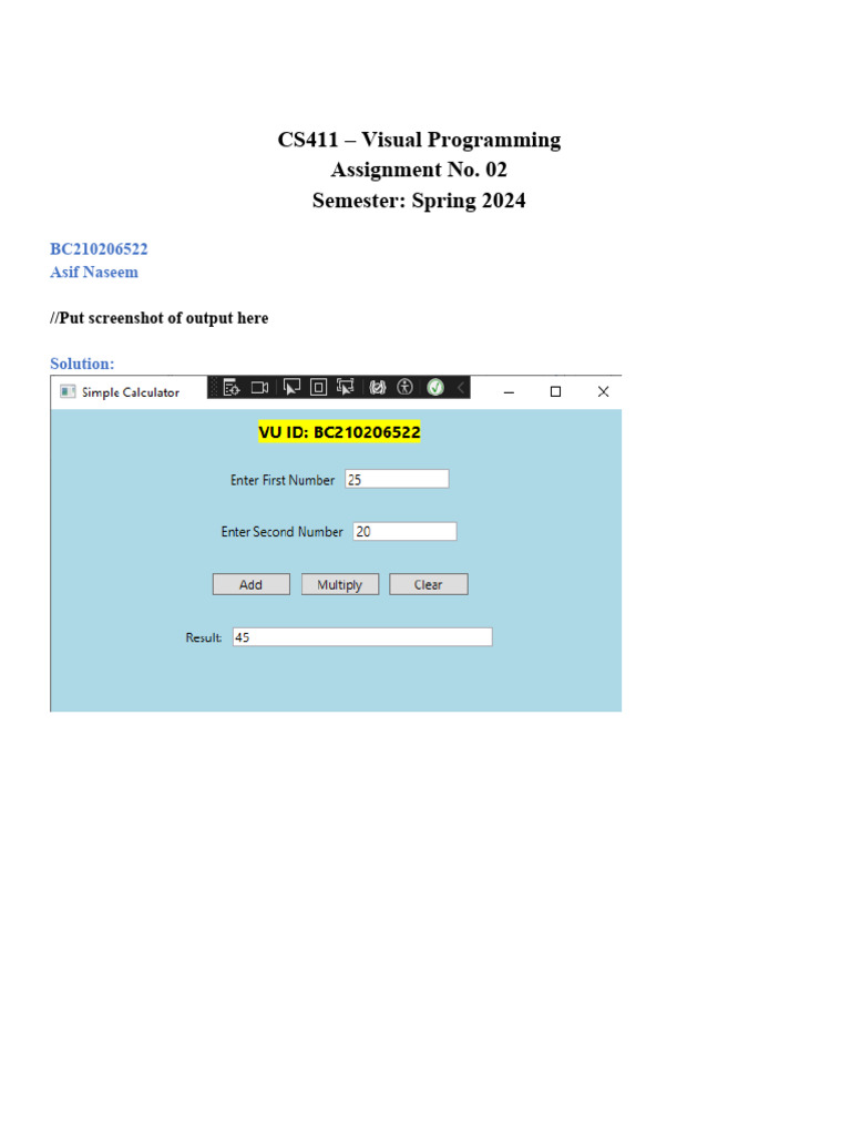 Spring 2024 - CS411 - 2 - BC210206522 | PDF | Computer Programming ...