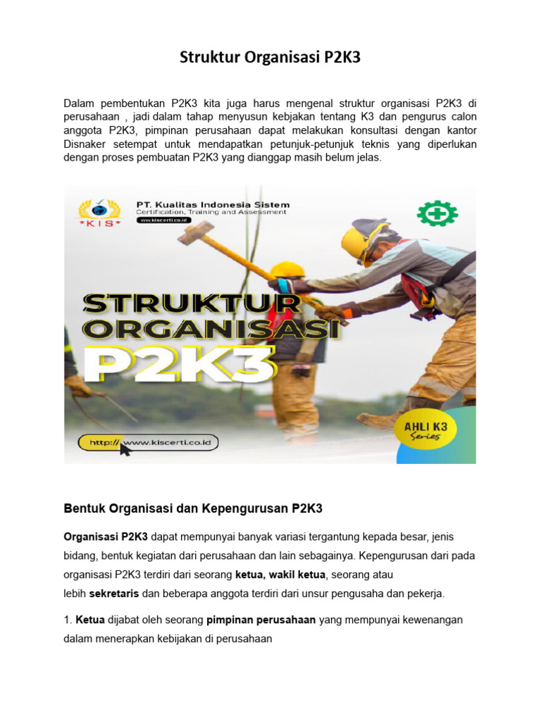 Struktur Organisasi P2K3 Perusahaan | PDF | Bisnis