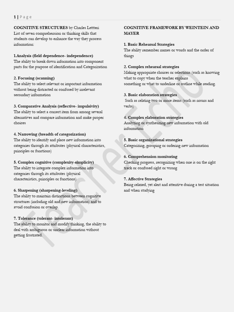 Cognitive Skills and Assessment Strategies | PDF | Educational ...