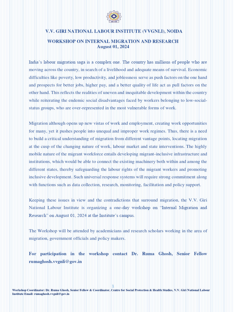 Internal Migration Workshop 2024 | PDF | Human Migration | Migrant Worker