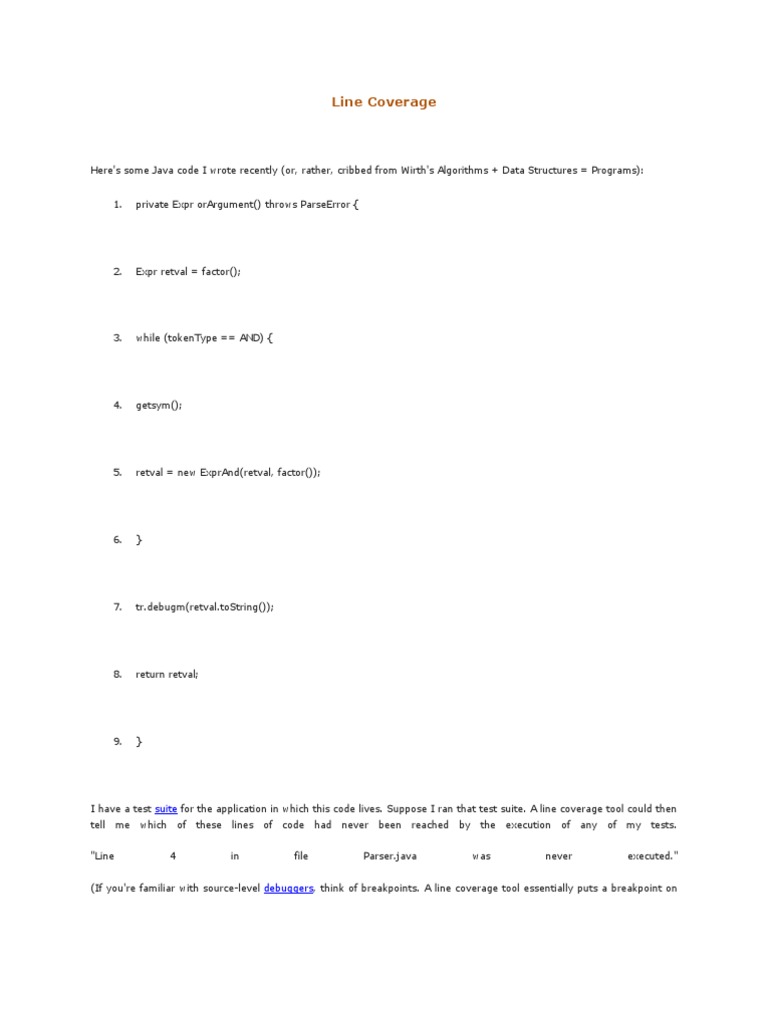 Understanding Line Coverage in Testing | PDF