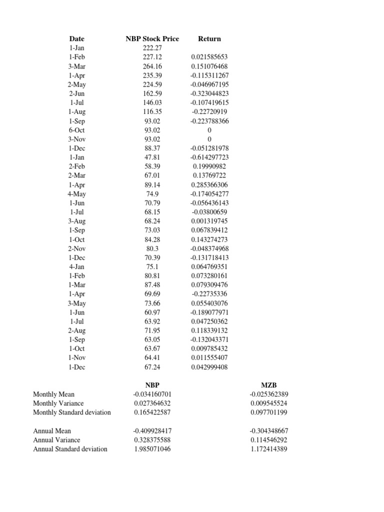 NBP Stock Price Trends and Returns | PDF