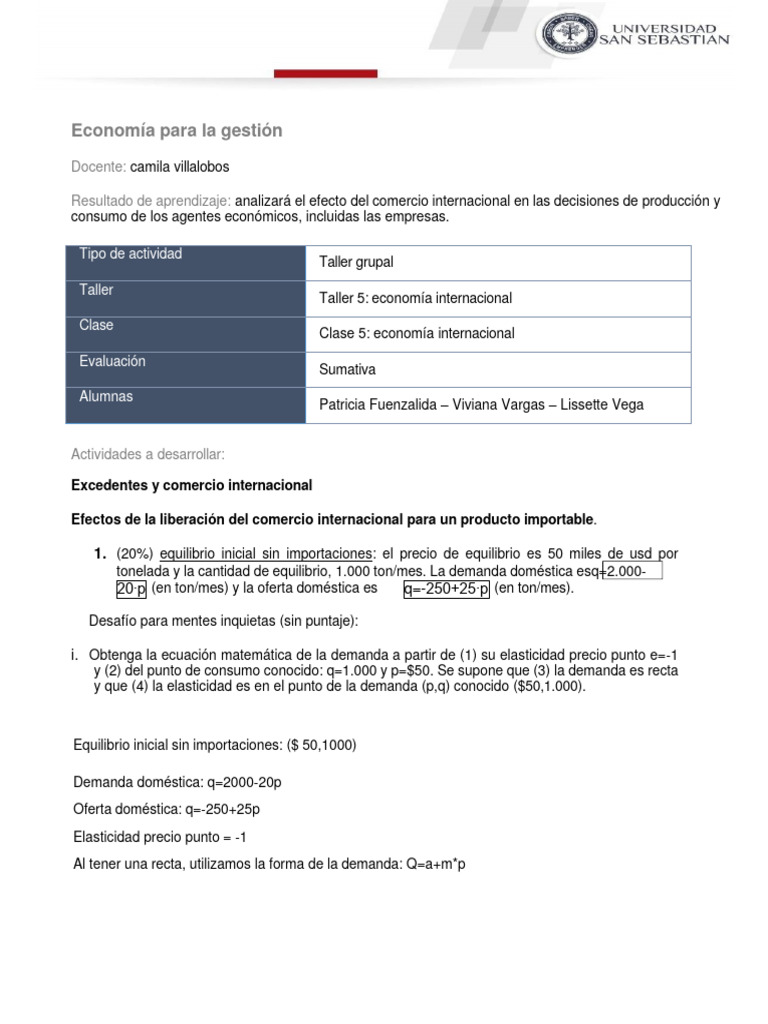 Efectos del Comercio Internacional en Economía | PDF | Excedente ...