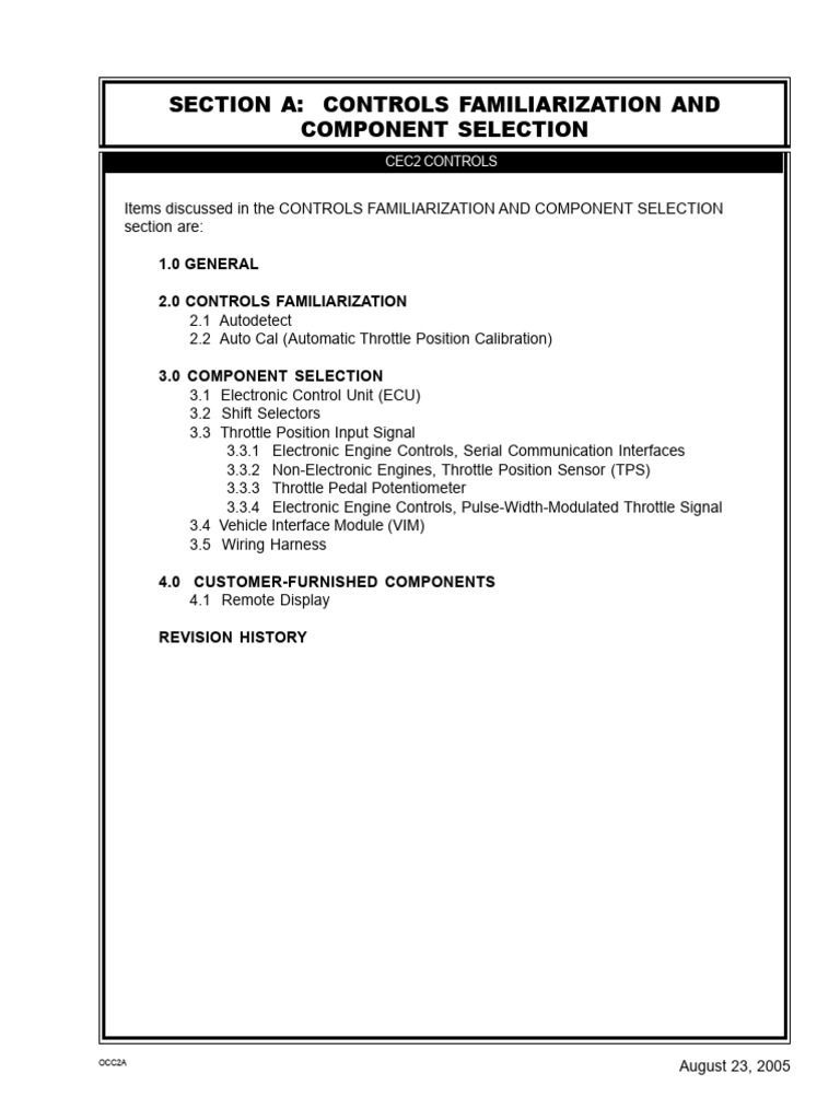 CEC2 Controls Installation Guide | PDF | Throttle | Manual Transmission