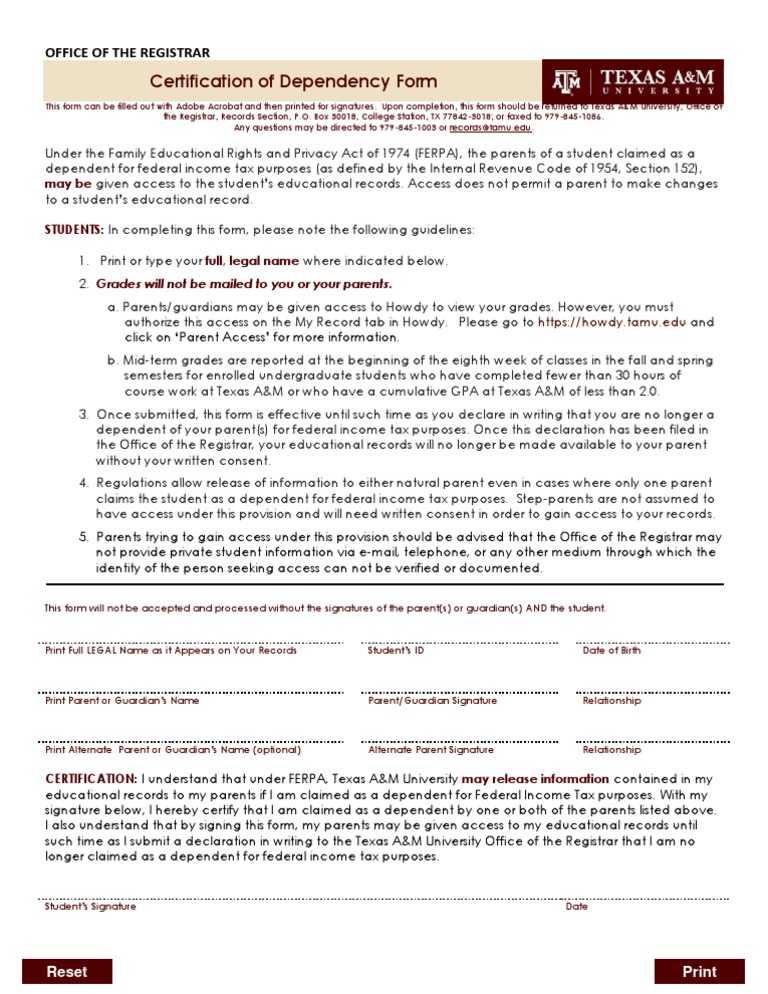 Dependency Certification | PDF | Government Information | Government