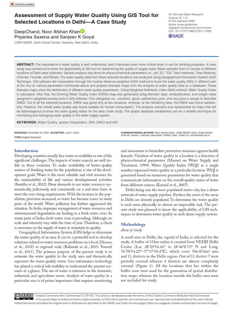 Deepchand Et Al 2022 Assessment of Supply Water Quality Using Gis Tool ...