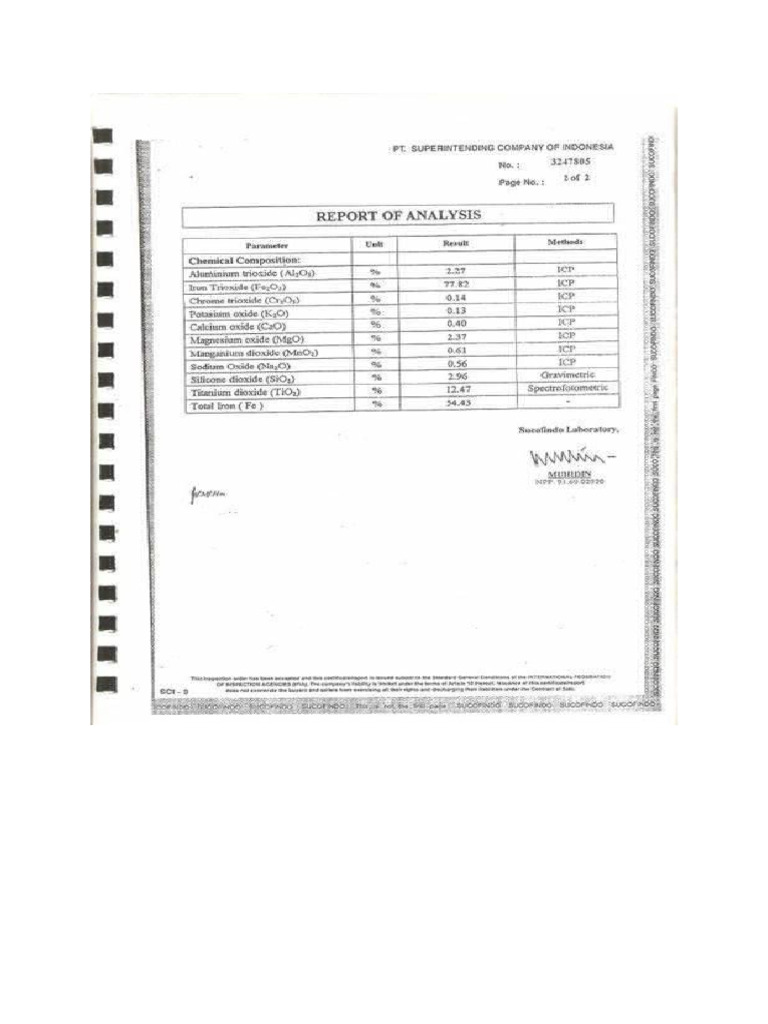 Iron Test Sheet | PDF