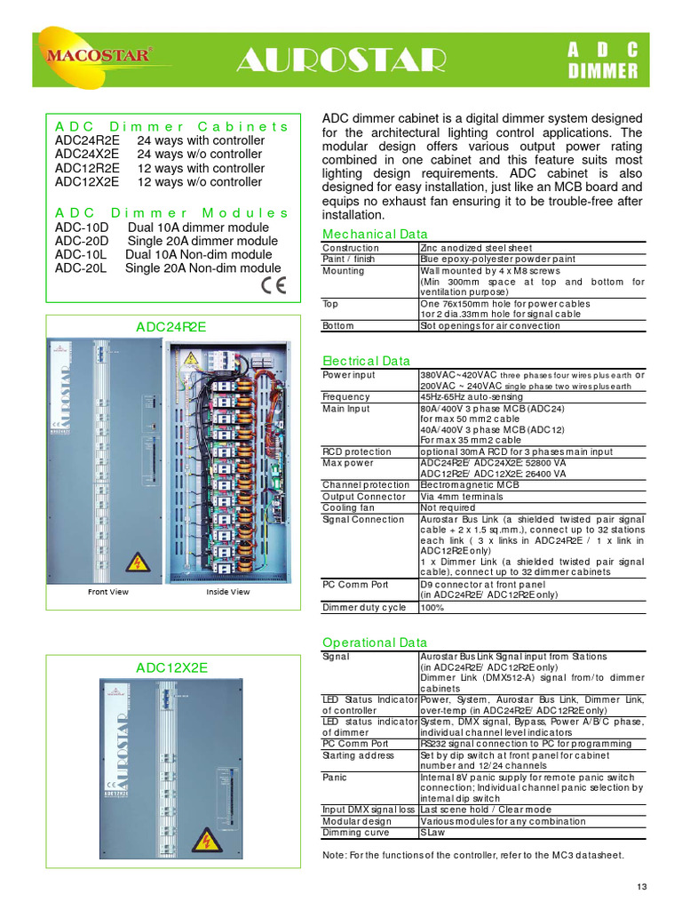 Aurostar ADC Dimmer Cabinet Overview | PDF | Electrical Engineering ...