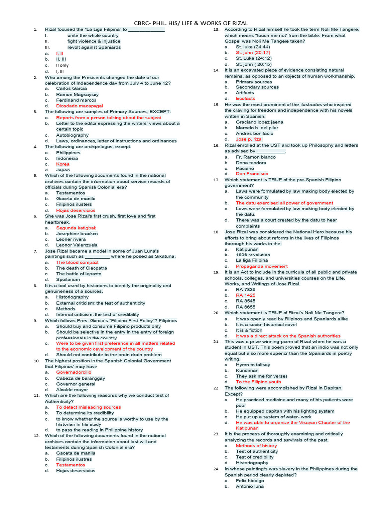 Rizal Life and Works LET Reviewer | PDF | Philippines | Spanish East Indies
