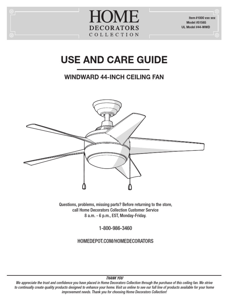 Windward 44-Inch Ceiling Fan Guide | PDF | Ac Power Plugs And Sockets ...
