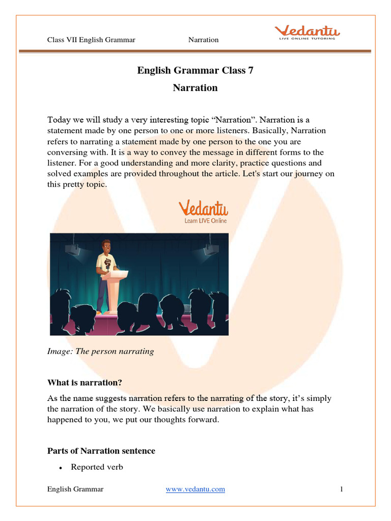 Class 7 Narration: Direct and Indirect Speech | PDF | English Grammar ...
