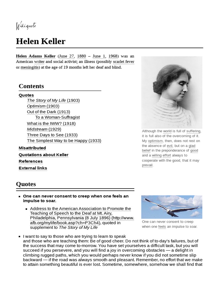 Helen Keller | PDF | Optimism | Pessimism