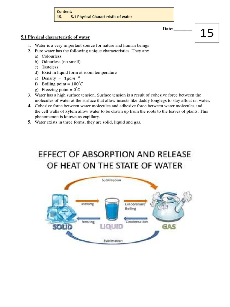 Key Physical Properties of Water | PDF | Science & Mathematics